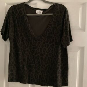 LNA Animal Print VNeck Tee